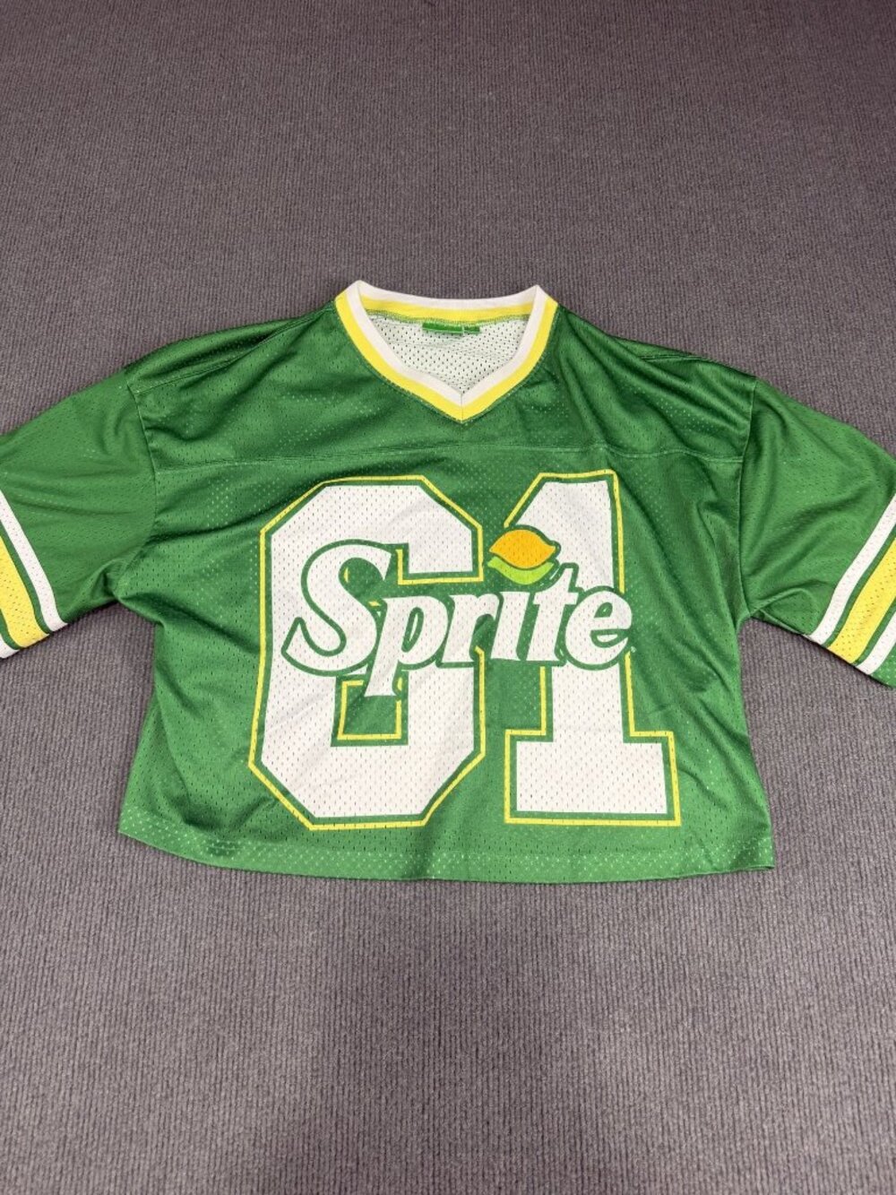 VTG Sprite Mens Green Mesh 61 Logo Short Sleeve Jersey Shirt L